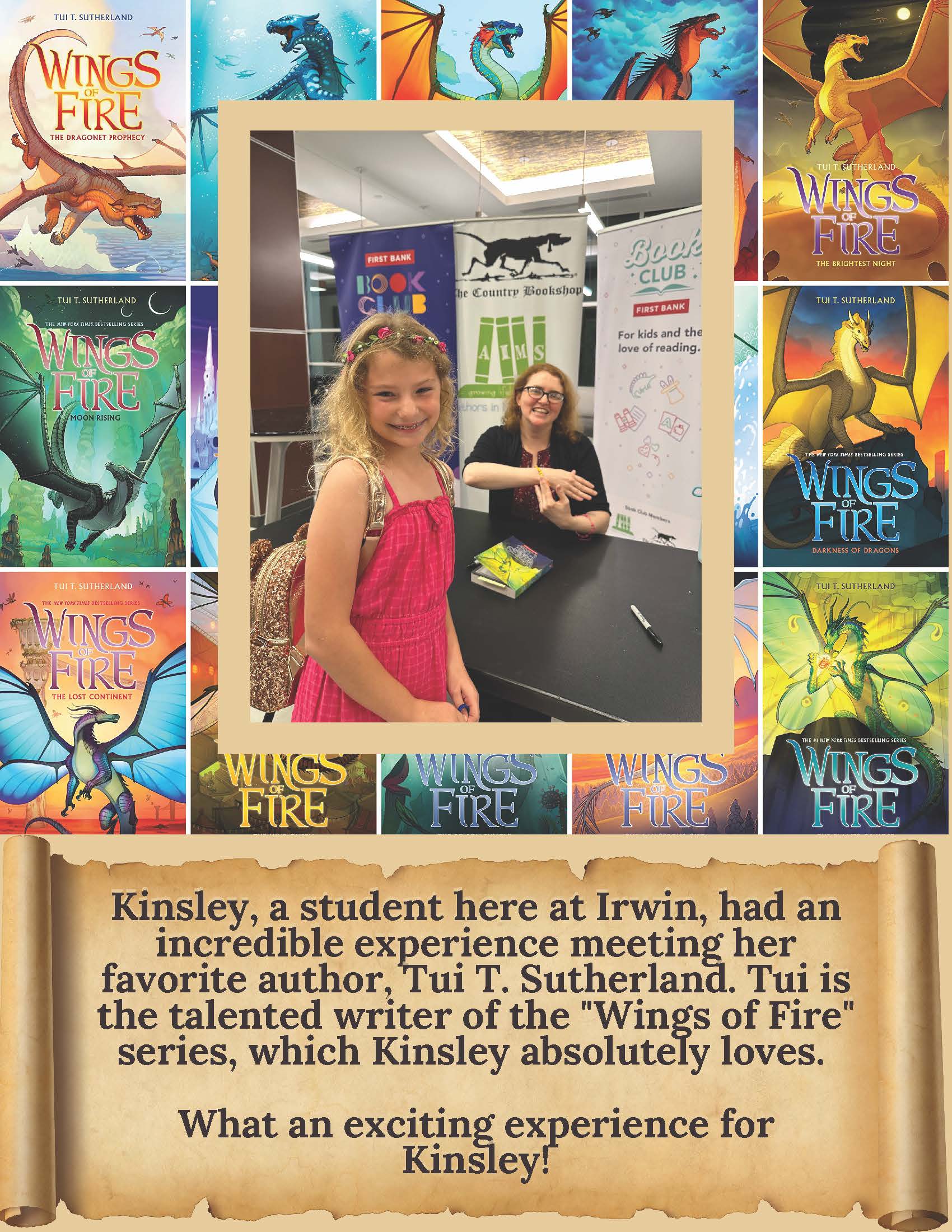 Wings of Fire author with Irwin student